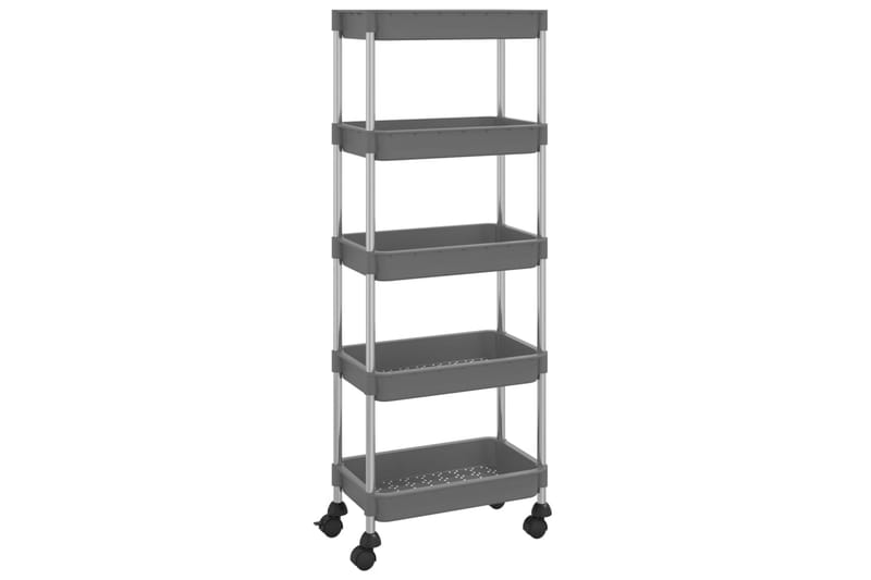 5-etasjers kjøkkenvogn grå 40x22x116 cm jern og ABS - Grå - Hus & oppussing - Kjøkken & bad - Baderom - Baderomsmøbler & baderomsinnredning - Rullevogn baderom
