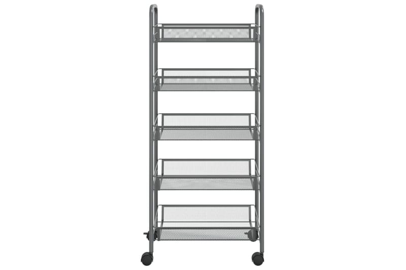5-etasjers kjøkkenvogn grå 46x26x105 cm jern - Grå - Hus & oppussing - Kjøkken & bad - Baderom - Baderomsmøbler & baderomsinnredning - Rullevogn baderom