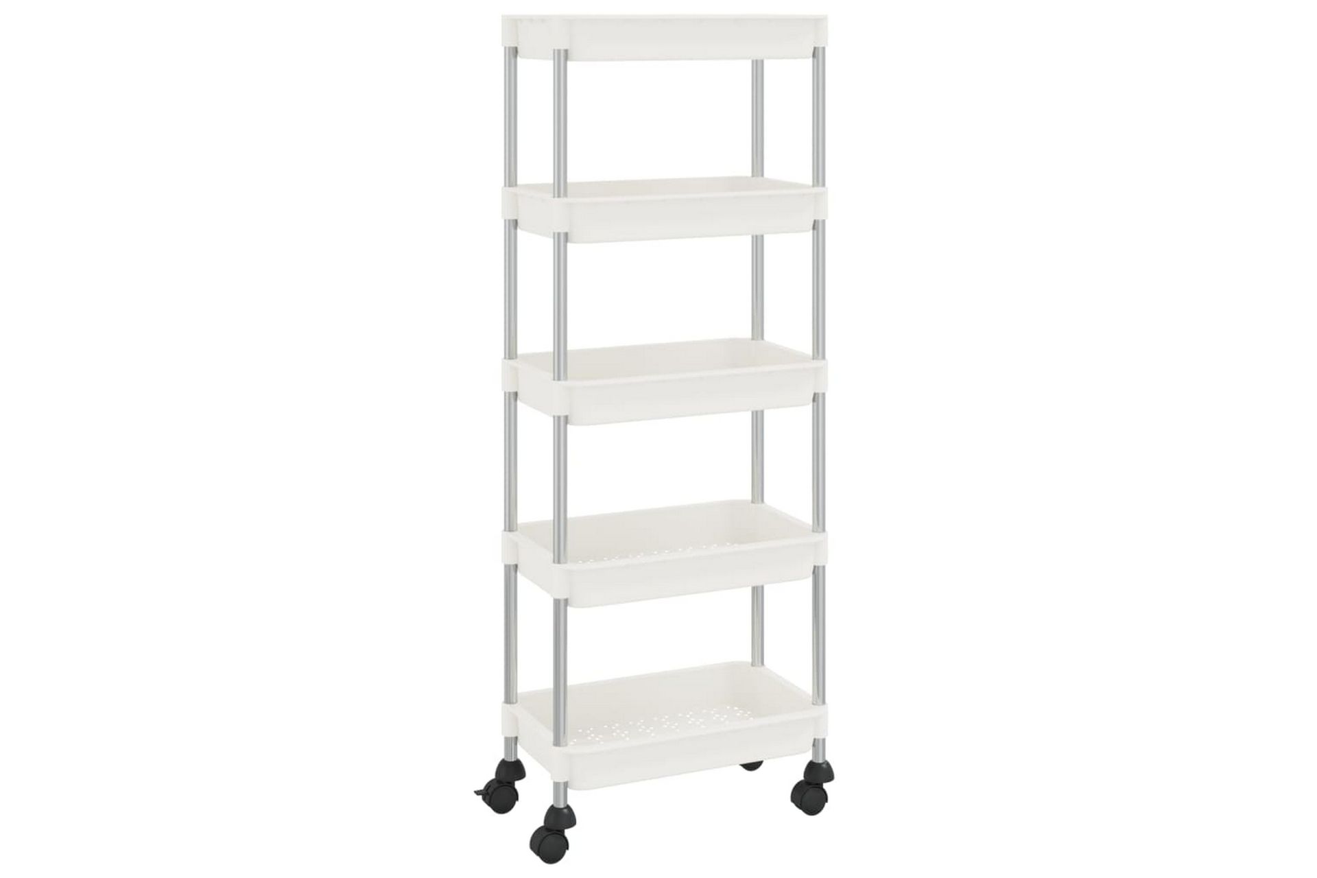 5-etasjers kjøkkenvogn hvit 40x22x116 cm jern og ABS - Hvit - Hus & oppussing - Kjøkken & bad - Baderom - Baderomsmøbler & baderomsinnredning - Rullevogn baderom