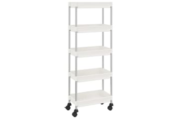 5-etasjers kjøkkenvogn hvit 40x22x116 cm jern og ABS - Hvit - Hus & oppussing - Kjøkken & bad - Baderom - Baderomsmøbler & baderomsinnredning - Rullevogn baderom