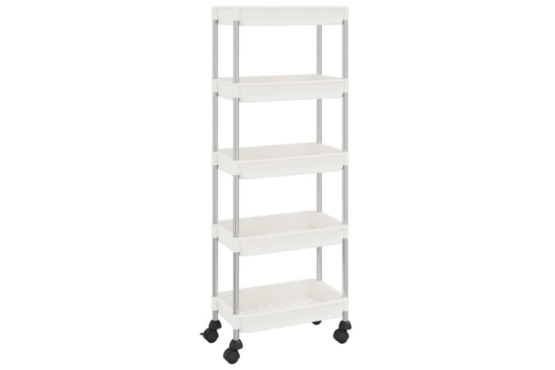 5-etasjers kjøkkenvogn hvit 40x22x116 cm jern og ABS - Hvit - Hus & oppussing - Kjøkken & bad - Baderom - Baderomsmøbler & baderomsinnredning - Rullevogn baderom