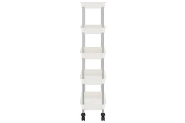 5-etasjers kjøkkenvogn hvit 40x22x116 cm jern og ABS - Hvit - Hus & oppussing - Kjøkken & bad - Baderom - Baderomsmøbler & baderomsinnredning - Rullevogn baderom