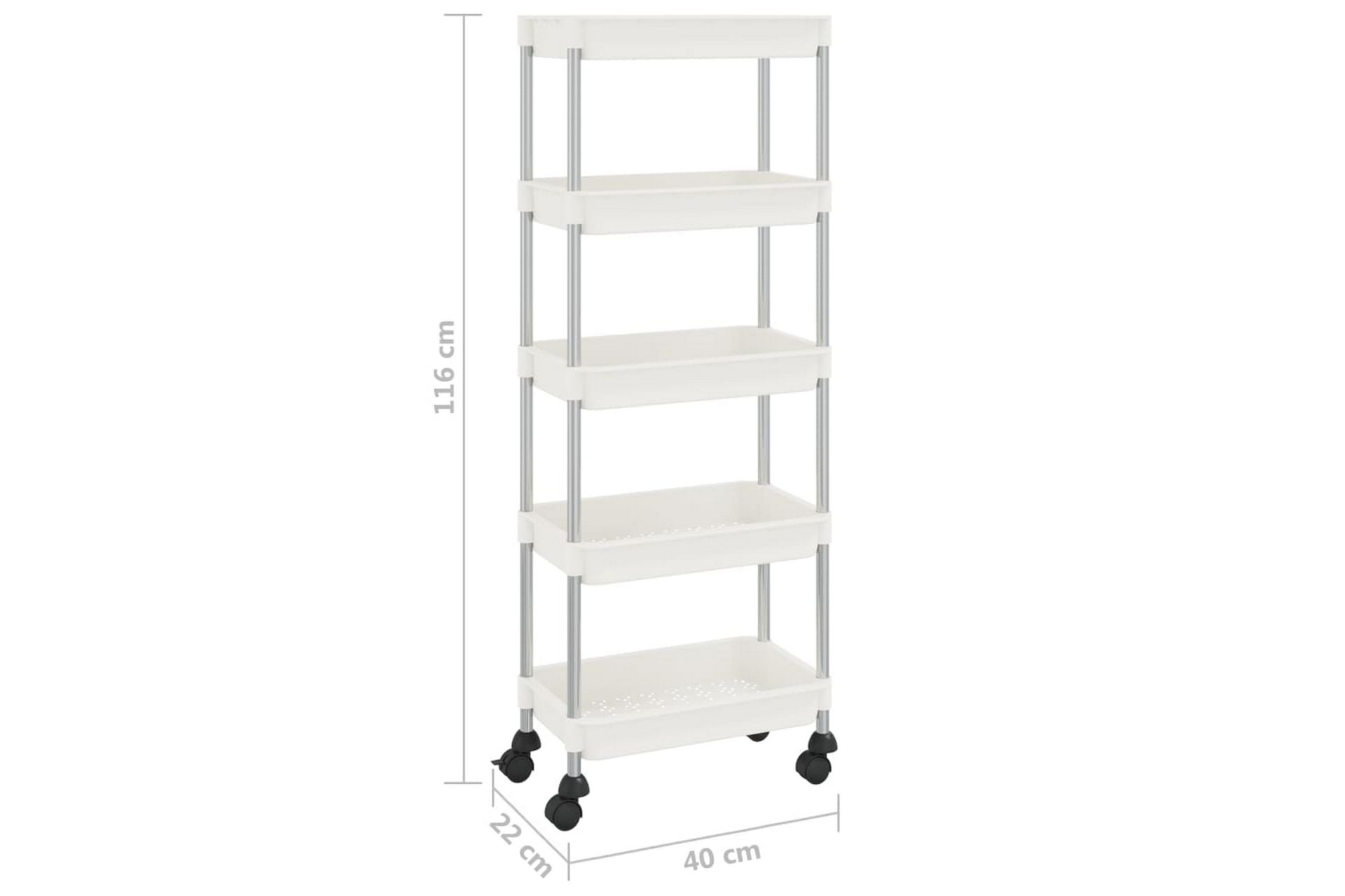 5-etasjers kjøkkenvogn hvit 40x22x116 cm jern og ABS - Hvit - Hus & oppussing - Kjøkken & bad - Baderom - Baderomsmøbler & baderomsinnredning - Rullevogn baderom