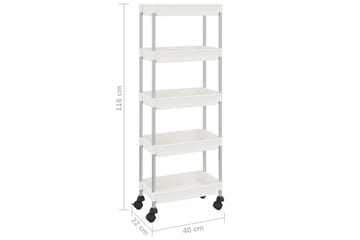 5-etasjers kjøkkenvogn hvit 40x22x116 cm jern og ABS - Hvit - Hus & oppussing - Kjøkken & bad - Baderom - Baderomsmøbler & baderomsinnredning - Rullevogn baderom