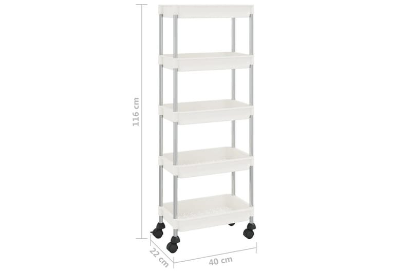 5-etasjers kjøkkenvogn hvit 40x22x116 cm jern og ABS - Hvit - Hus & oppussing - Kjøkken & bad - Baderom - Baderomsmøbler & baderomsinnredning - Rullevogn baderom