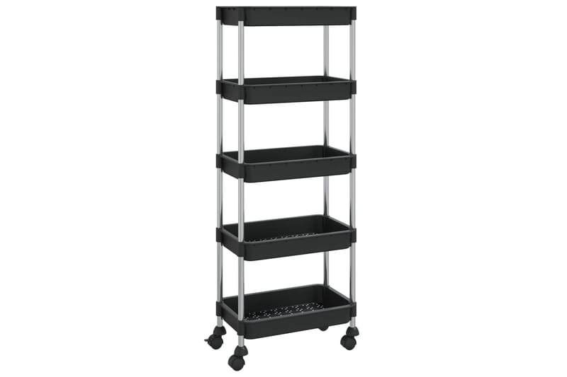 5-etasjers kjøkkenvogn svart 40x22x116 cm jern og ABS - Svart - Hus & oppussing - Kjøkken & bad - Baderom - Baderomsmøbler & baderomsinnredning - Rullevogn baderom