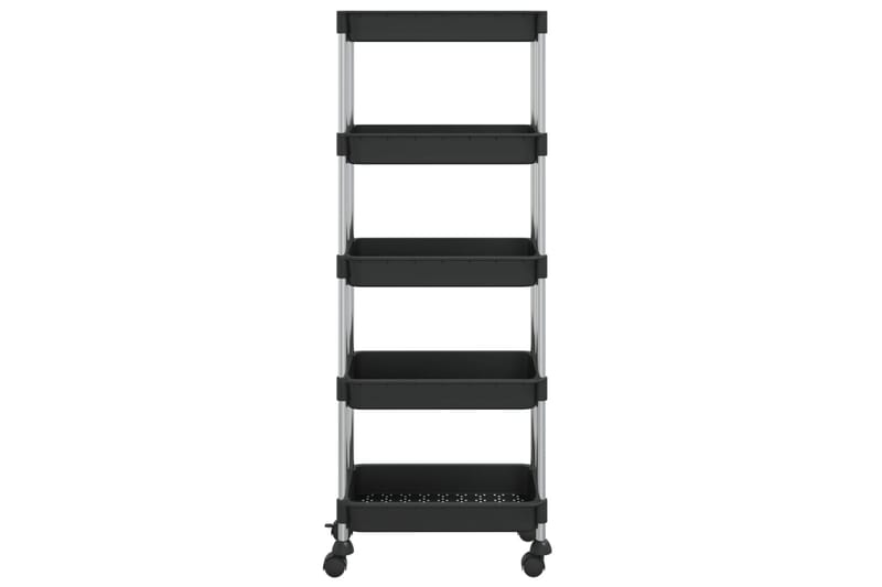 5-etasjers kjøkkenvogn svart 40x22x116 cm jern og ABS - Svart - Hus & oppussing - Kjøkken & bad - Baderom - Baderomsmøbler & baderomsinnredning - Rullevogn baderom