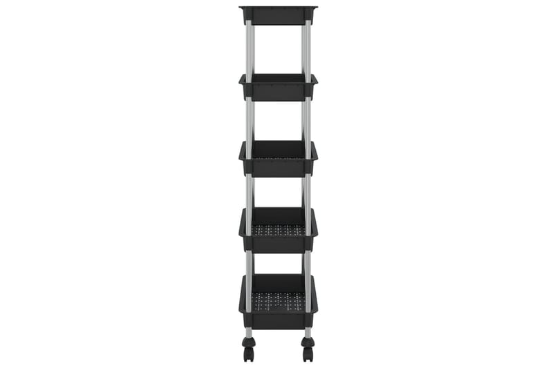 5-etasjers kjøkkenvogn svart 40x22x116 cm jern og ABS - Svart - Hus & oppussing - Kjøkken & bad - Baderom - Baderomsmøbler & baderomsinnredning - Rullevogn baderom