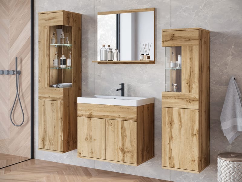 Serlin Baderomsmøbelsett med LED-belysning - Hus & oppussing - Kjøkken & bad - Baderom - Baderomsmøbler & baderomsinnredning - Komplette møbelpakker