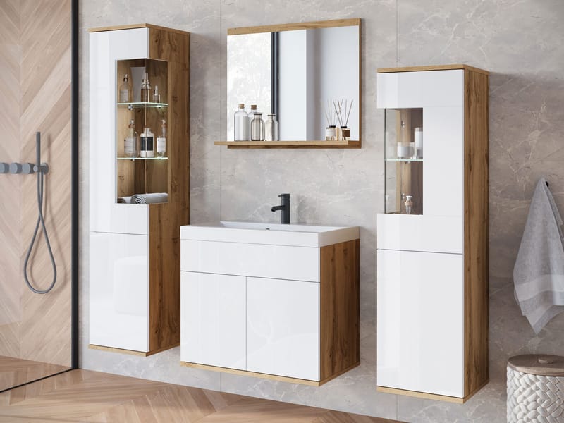 Serlin Baderomsmøbelsett med LED-belysning - Hus & oppussing - Kjøkken & bad - Baderom - Baderomsmøbler & baderomsinnredning - Komplette møbelpakker