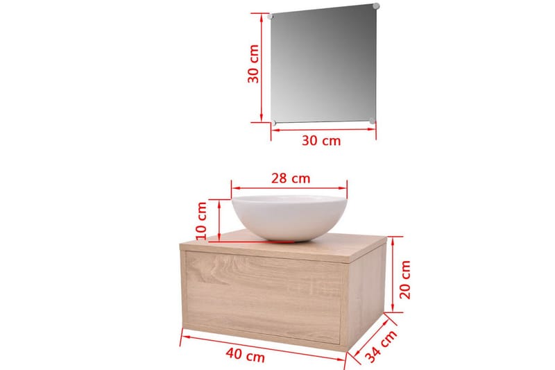 Servant og baderomsmøbler 3 deler beige - Komplette møbelpakker