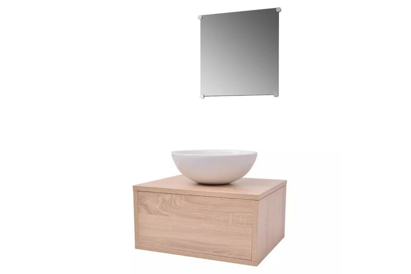 Servant og baderomsmøbler 3 deler beige - Komplette møbelpakker