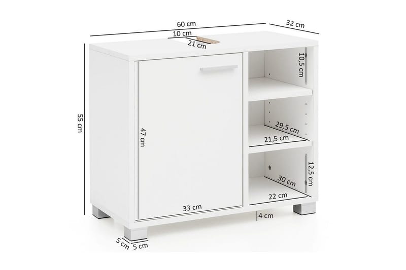 Servantensokkel Wohnling Foliert Sponplate 1 Dør 3 Lagringshyller Moderne - Hus & oppussing - Kjøkken & bad - Baderom - Baderomsmøbler & baderomsinnredning - Baderomsskap