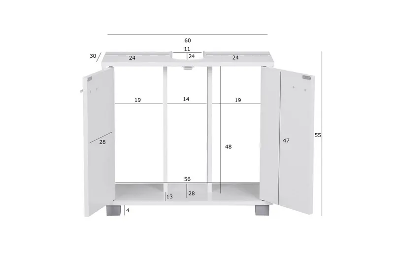 Servantensokkel Wohnling Foliert Sponplate 2 Dører Kontor Moderne - Hus & oppussing - Kjøkken & bad - Baderom - Baderomsmøbler & baderomsinnredning - Baderomsskap