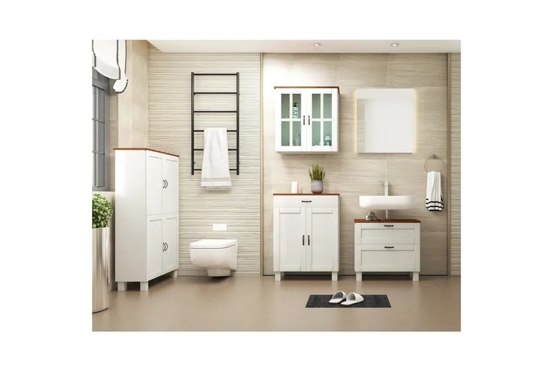 Servantskap Alby 1 skuff, Hvit/Honning - 1 skuff, Hvit/Honning - Hus & oppussing - Kjøkken & bad - Baderom - Baderomsmøbler & baderomsinnredning - Baderomsskap