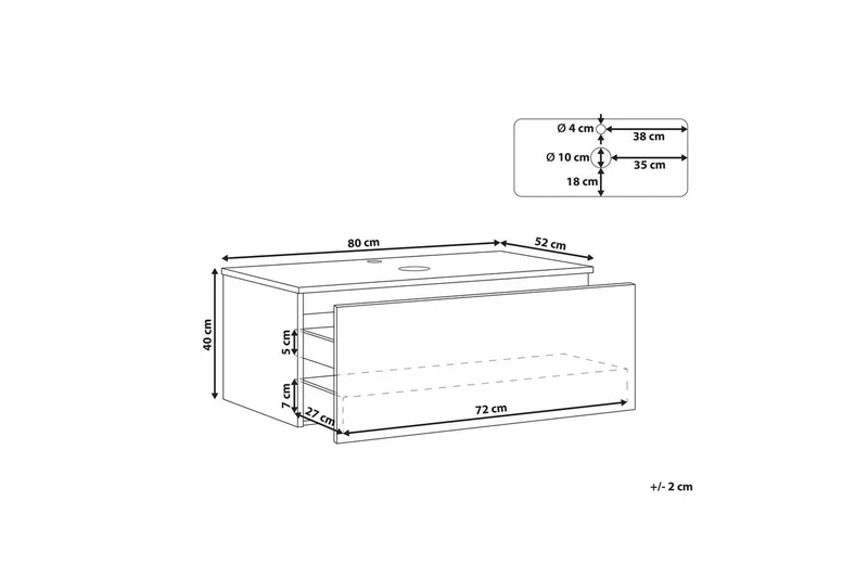 Servantskap Alzira Hvit, 80x52x40 cm - Hvit, 80x52x40 cm - Hus & oppussing - Kjøkken & bad - Baderom - Baderomsmøbler & baderomsinnredning - Baderomsskap
