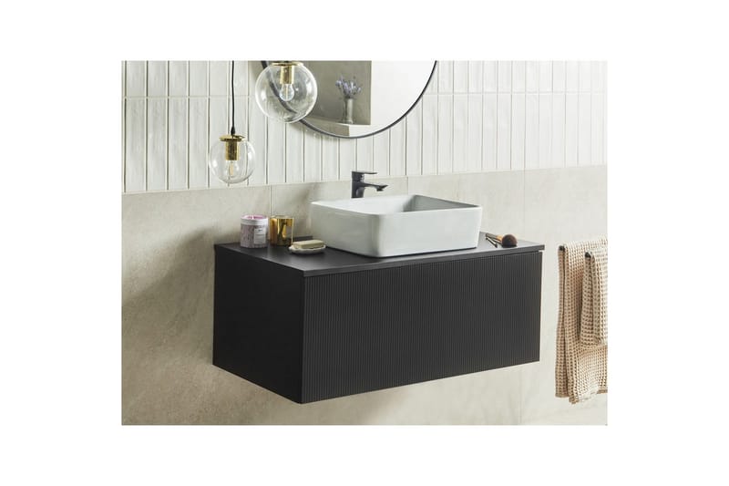 Servantskap Alzira Svart, 100x52x40 cm - Svart, 100x52x40 cm - Hus & oppussing - Kjøkken & bad - Baderom - Baderomsmøbler & baderomsinnredning - Baderomsskap