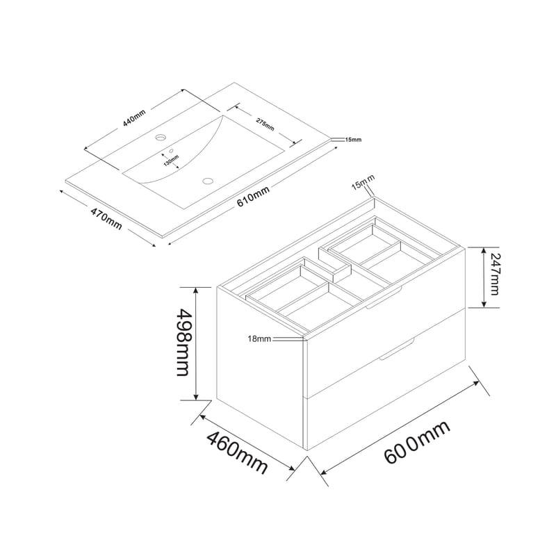 Bathlife Glädje Servantskap 600 - Hus & oppussing - Kjøkken & bad - Baderom - Baderomsmøbler & baderomsinnredning - Servantskap & kommode