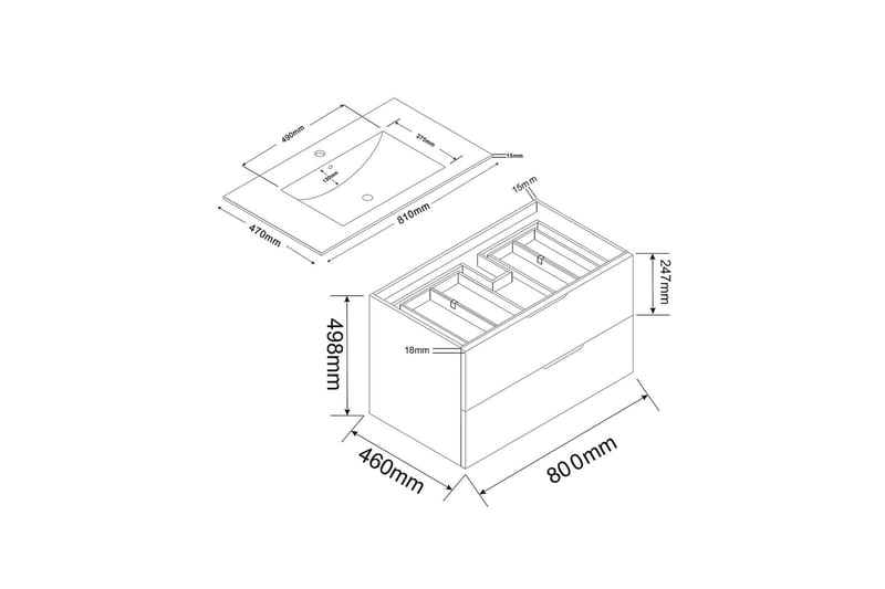 Bathlife Glädje Servantskap 800 - Svart - Servantskap & kommode