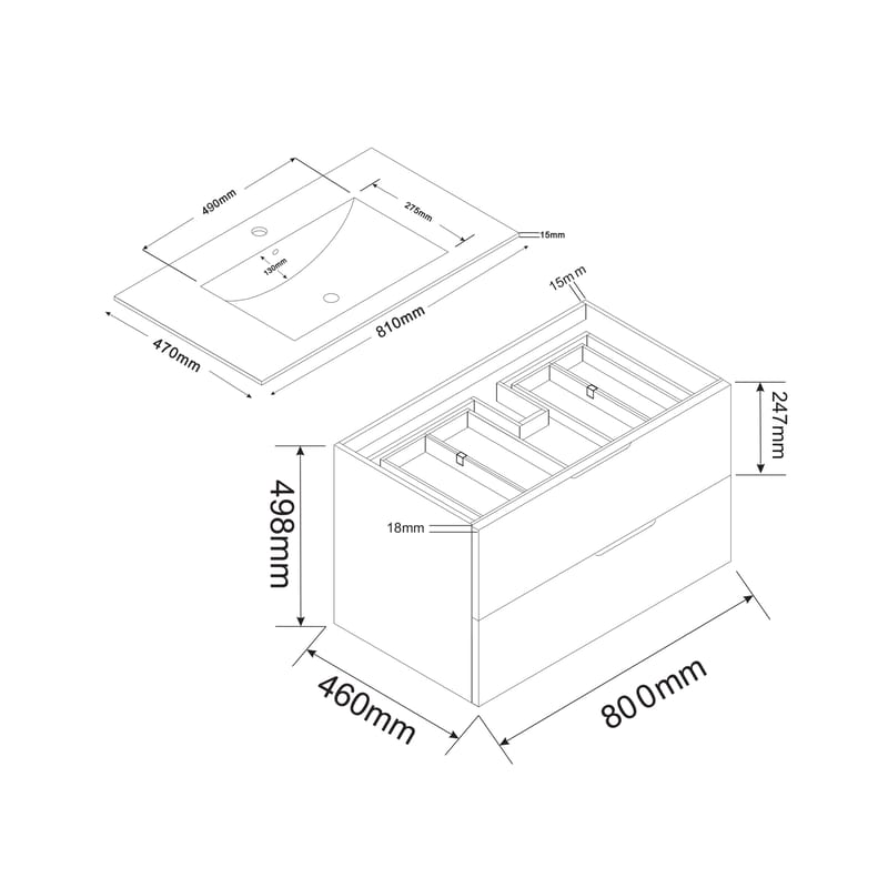 Bathlife Glädje Servantskap 800 - Hus & oppussing - Kjøkken & bad - Baderom - Baderomsmøbler & baderomsinnredning - Servantskap & kommode