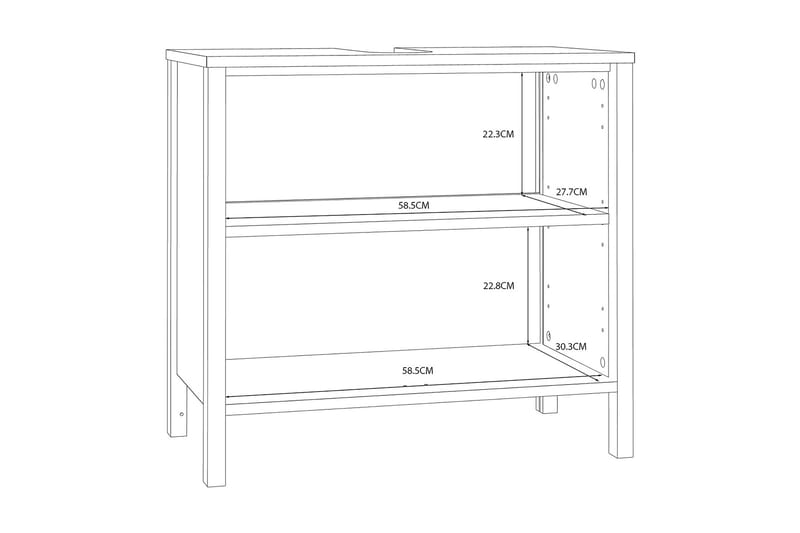 Elsassona Servantskap 35x64 cm 2 Skap - Hvit - Hus & oppussing - Kjøkken & bad - Baderom - Baderomsmøbler & baderomsinnredning - Servantskap & kommode