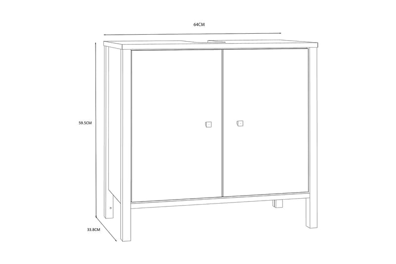 Elsassona Servantskap 35x64 cm 2 Skap - Hvit - Hus & oppussing - Kjøkken & bad - Baderom - Baderomsmøbler & baderomsinnredning - Servantskap & kommode