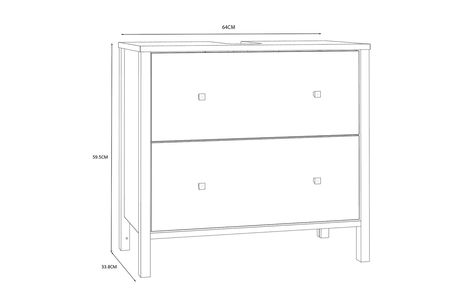 Elsassona Servantskap 35x64 cm 2 Skuffer - Hvit - Hus & oppussing - Kjøkken & bad - Baderom - Baderomsmøbler & baderomsinnredning - Servantskap & kommode