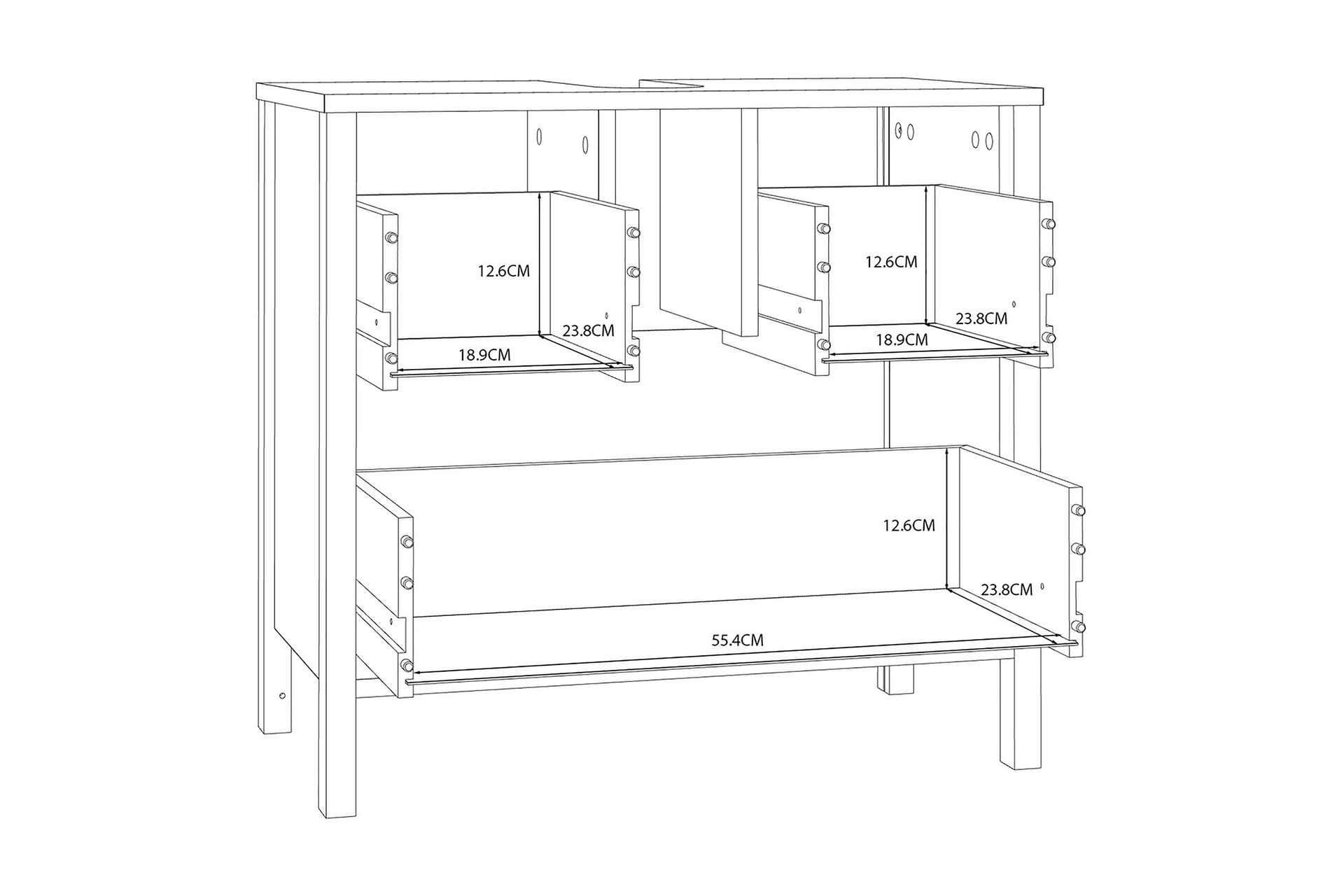 Elsassona Servantskap 35x64 cm 2 Skuffer - Hvit - Hus & oppussing - Kjøkken & bad - Baderom - Baderomsmøbler & baderomsinnredning - Servantskap & kommode