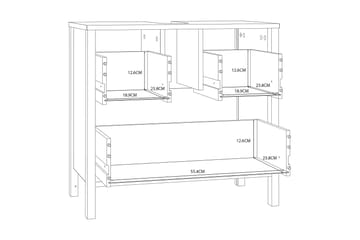 Elsassona Servantskap 35x64 cm 2 Skuffer - Hvit - Hus & oppussing - Kjøkken & bad - Baderom - Baderomsmøbler & baderomsinnredning - Servantskap & kommode