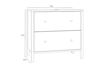 Elsassona Servantskap 35x64 cm 2 Skuffer - Hvit - Hus & oppussing - Kjøkken & bad - Baderom - Baderomsmøbler & baderomsinnredning - Servantskap & kommode