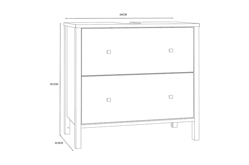 Elsassona Servantskap 35x64 cm 2 Skuffer - Hvit - Hus & oppussing - Kjøkken & bad - Baderom - Baderomsmøbler & baderomsinnredning - Servantskap & kommode