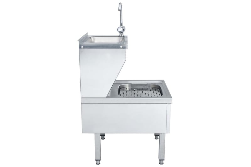 Kommersiell håndvask med kran frittstående rustfritt stål - Silver - Hus & oppussing - Kjøkken & bad - Baderom - Baderomsmøbler & baderomsinnredning - Servantskap & kommode