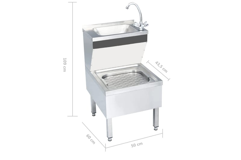 Kommersiell håndvask med kran frittstående rustfritt stål - Silver - Hus & oppussing - Kjøkken & bad - Baderom - Baderomsmøbler & baderomsinnredning - Servantskap & kommode