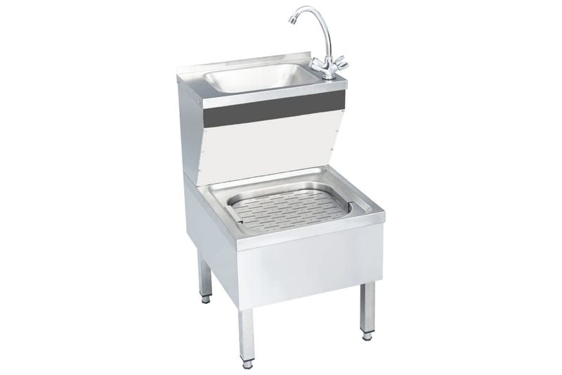 Kommersiell håndvask med kran frittstående rustfritt stål - Silver - Servantskap & kommode
