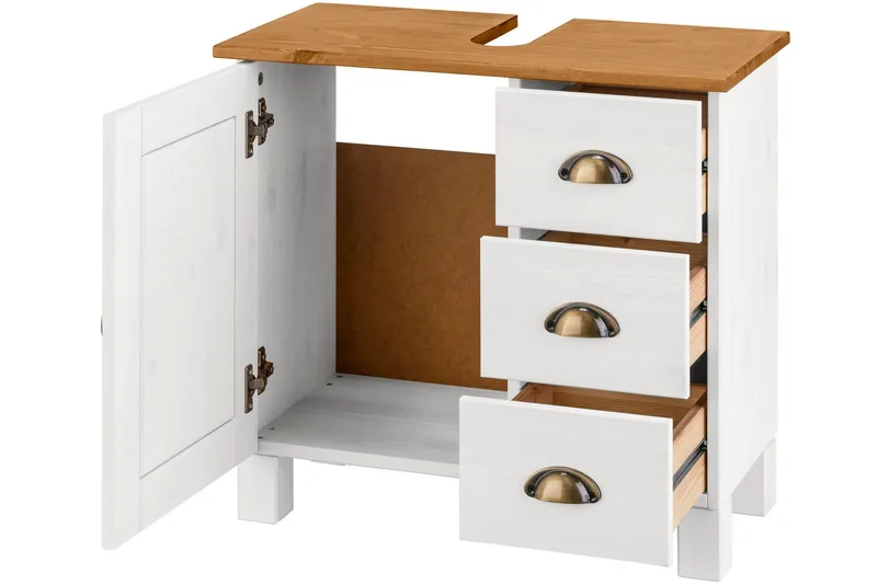 Moglielle Servantskap - Hvit/Brun - Hus & oppussing - Kjøkken & bad - Baderom - Baderomsmøbler & baderomsinnredning - Servantskap & kommode