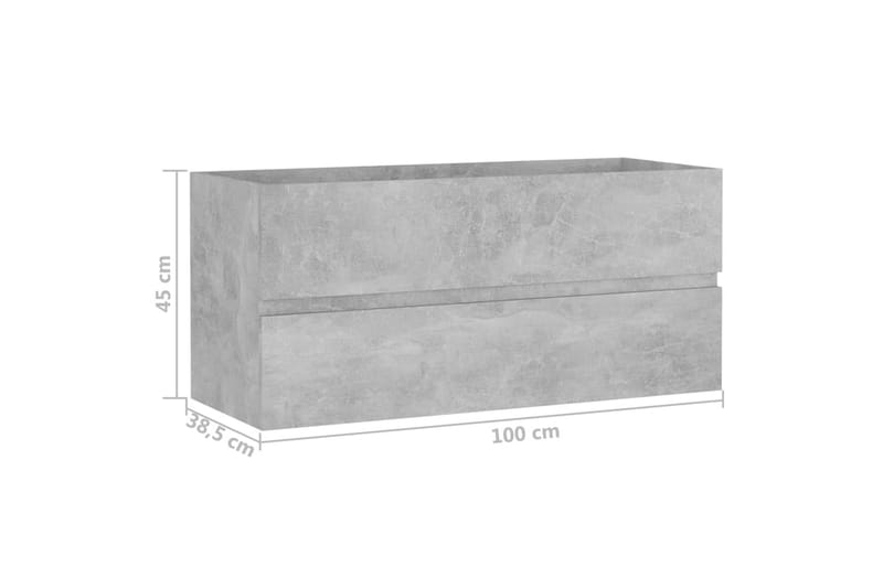 Servantskap betonggrå 100x38,5x45 cm sponplate - Grå - Hus & oppussing - Kjøkken & bad - Baderom - Baderomsmøbler & baderomsinnredning - Servantskap & kommode