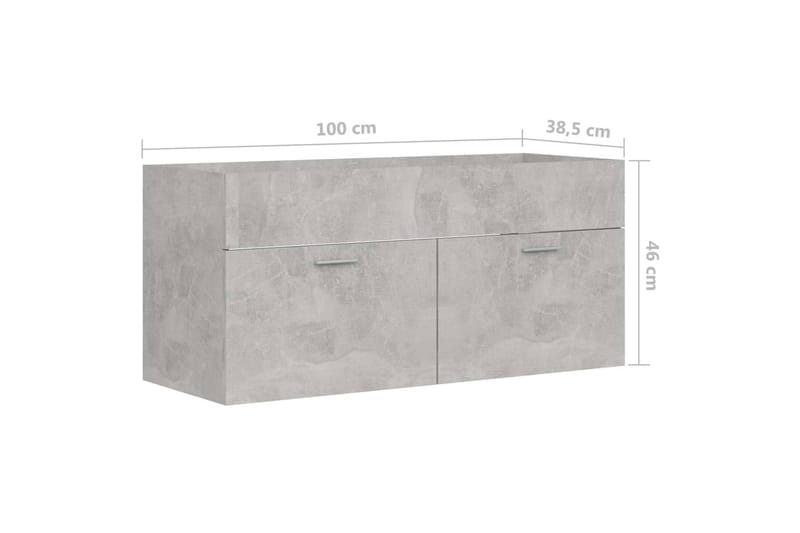 Servantskap betonggrå 100x38,5x46 cm sponplate - Grå - Servantskap & kommode