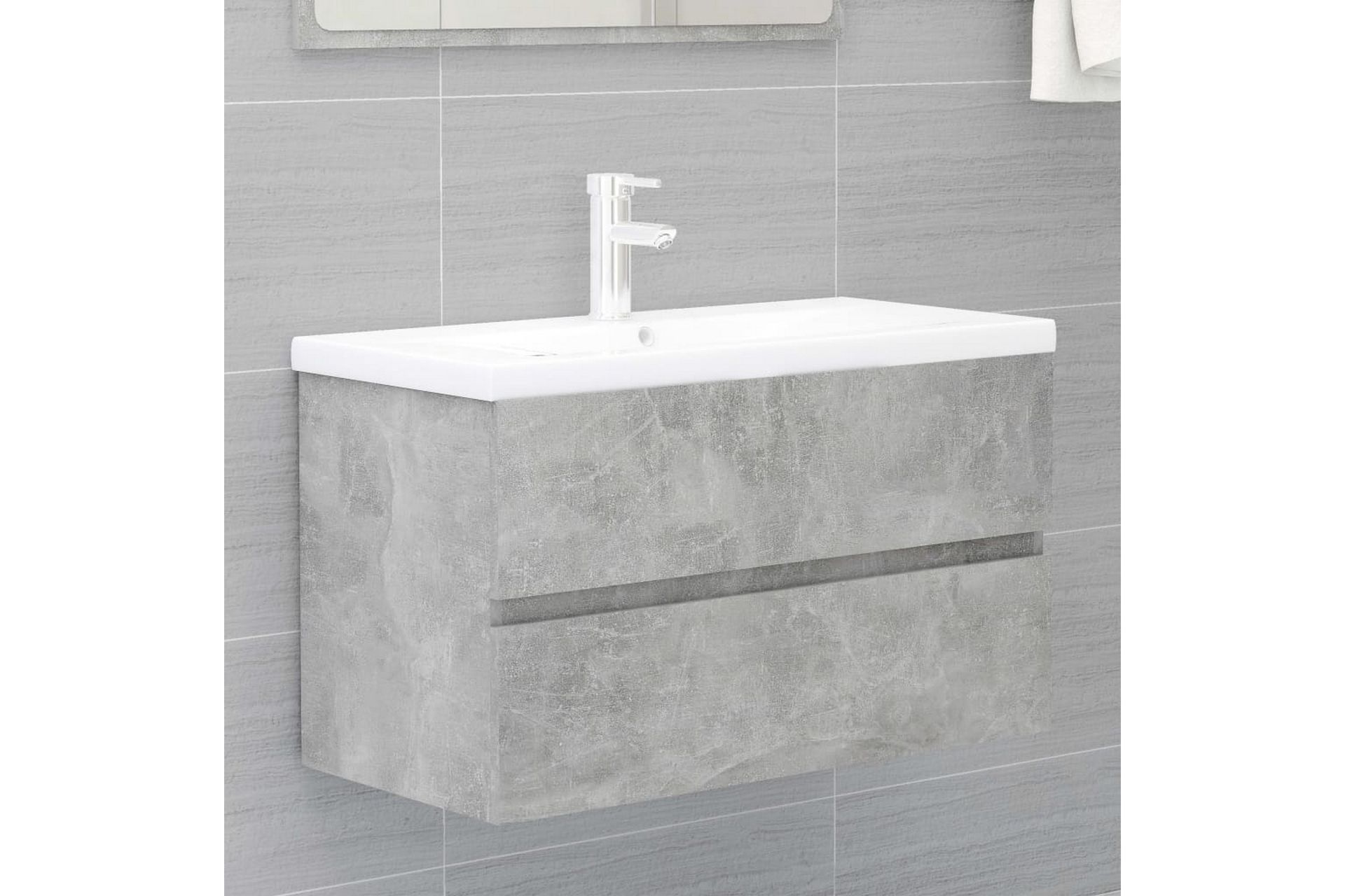 Servantskap betonggrå 80x38,5x45 cm sponplate - Grå - Hus & oppussing - Kjøkken & bad - Baderom - Baderomsmøbler & baderomsinnredning - Servantskap & kommode