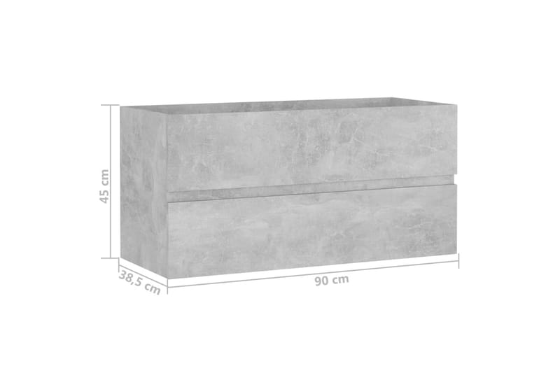 Servantskap betonggrå 90x38,5x45 cm sponplate - Grå - Hus & oppussing - Kjøkken & bad - Baderom - Baderomsmøbler & baderomsinnredning - Servantskap & kommode
