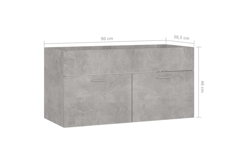 Servantskap betonggrå 90x38,5x46 cm sponplate - Grå - Servantskap & kommode