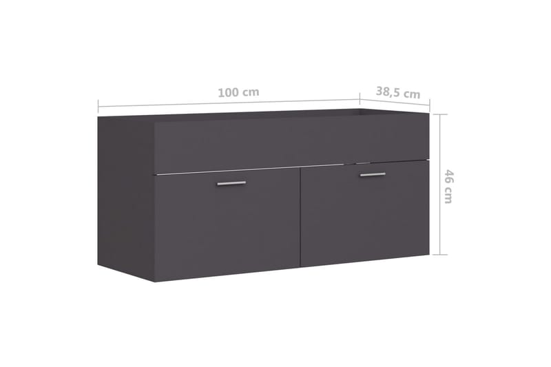 Servantskap grå 100x38,5x46 cm sponplate - Grå - Servantskap & kommode