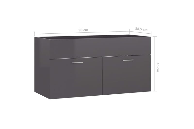 Servantskap høyglans grå 90x38,5x46 cm sponplate - Grå - Hus & oppussing - Kjøkken & bad - Baderom - Baderomsmøbler & baderomsinnredning - Servantskap & kommode