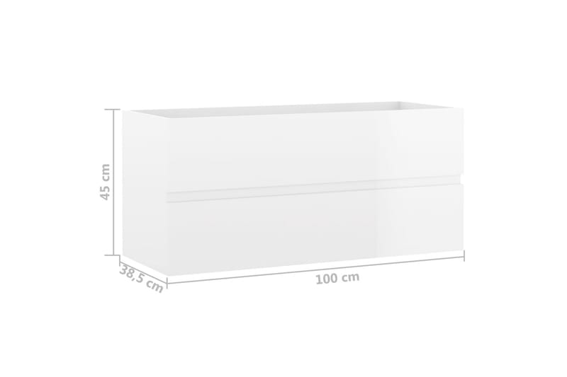 Servantskap høyglans hvit 100x38,5x45 cm sponplate - Hvit - Servantskap & kommode