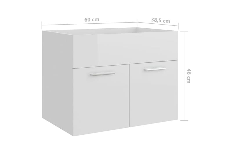 Servantskap høyglans hvit 60x38,5x46 cm sponplate - Hvit - Servantskap & kommode