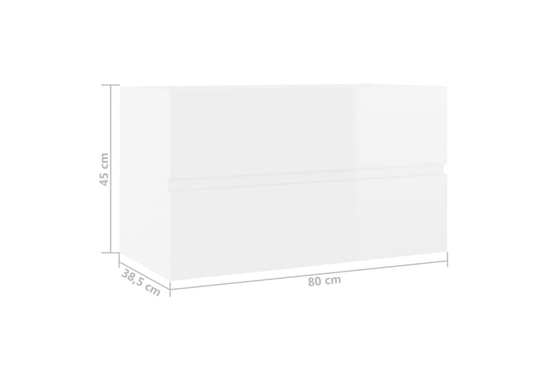 Servantskap høyglans hvit 80x38,5x45 cm sponplate - Hvit - Servantskap & kommode