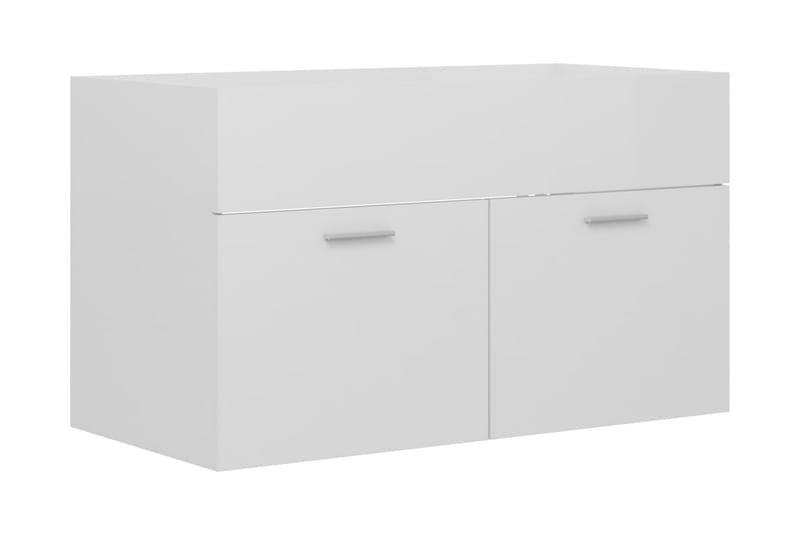 Servantskap høyglans hvit 80x38,5x46 cm sponplate - Hvit - Hus & oppussing - Kjøkken & bad - Baderom - Baderomsmøbler & baderomsinnredning - Servantskap & kommode