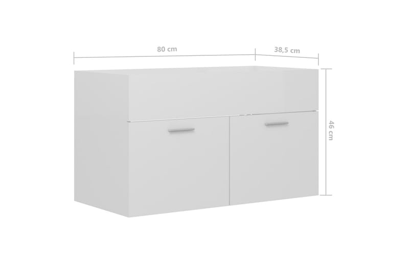 Servantskap høyglans hvit 80x38,5x46 cm sponplate - Hvit - Servantskap & kommode