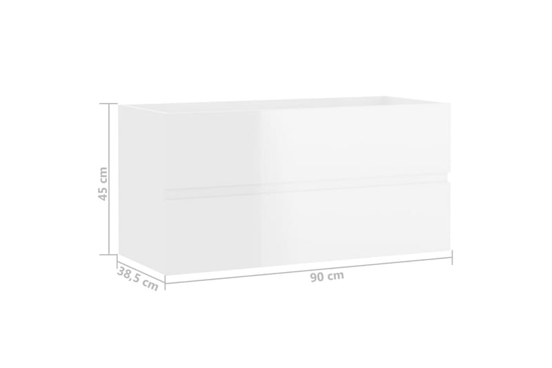 Servantskap høyglans hvit 90x38,5x45 cm sponplate - Hvit - Servantskap & kommode