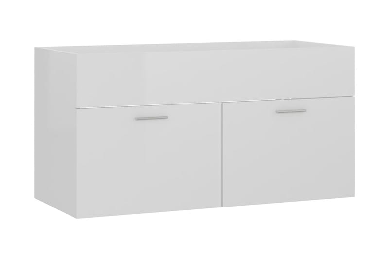 Servantskap høyglans hvit 90x38,5x46 cm sponplate - Hvit - Hus & oppussing - Kjøkken & bad - Baderom - Baderomsmøbler & baderomsinnredning - Servantskap & kommode