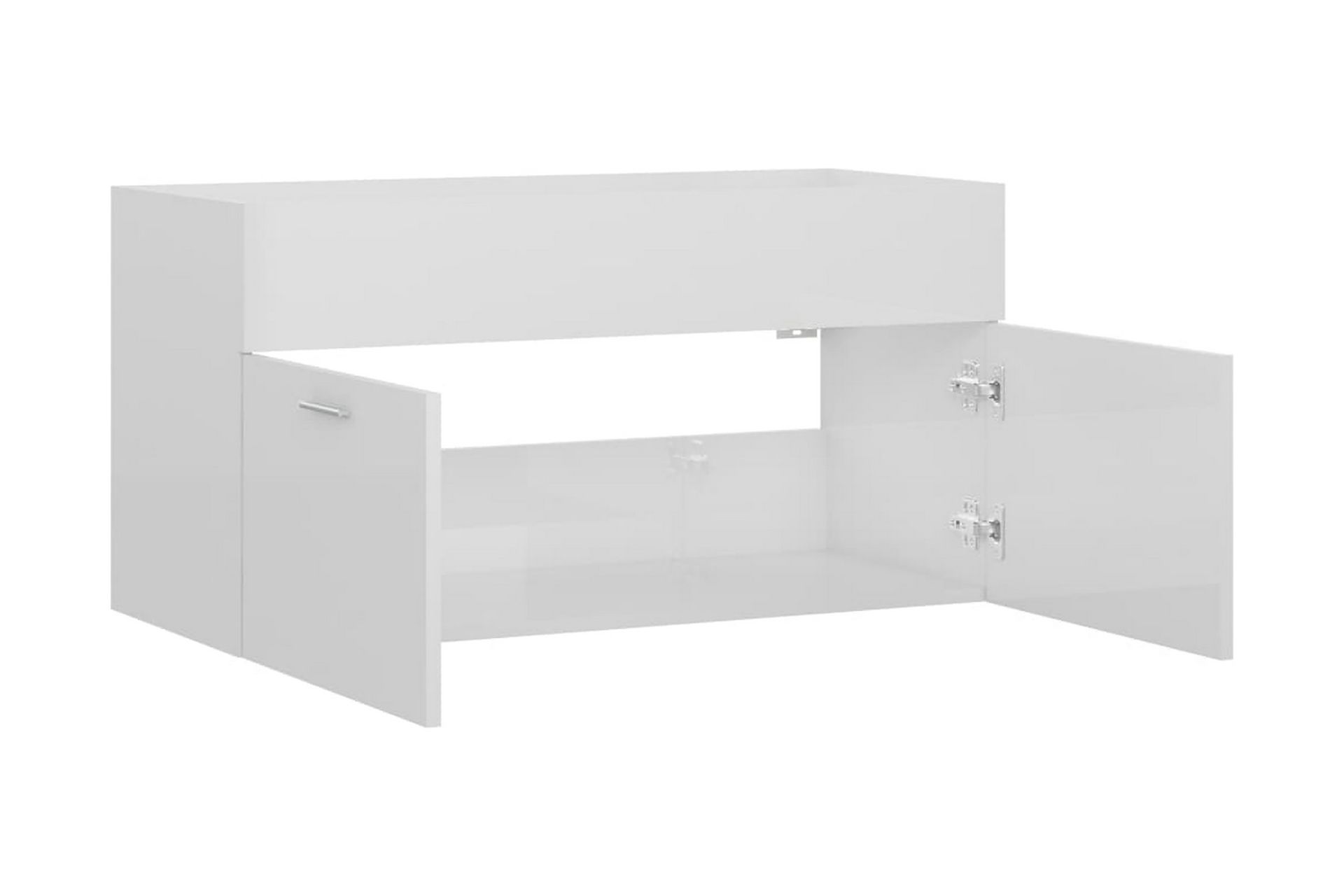Servantskap høyglans hvit 90x38,5x46 cm sponplate - Hvit - Hus & oppussing - Kjøkken & bad - Baderom - Baderomsmøbler & baderomsinnredning - Servantskap & kommode